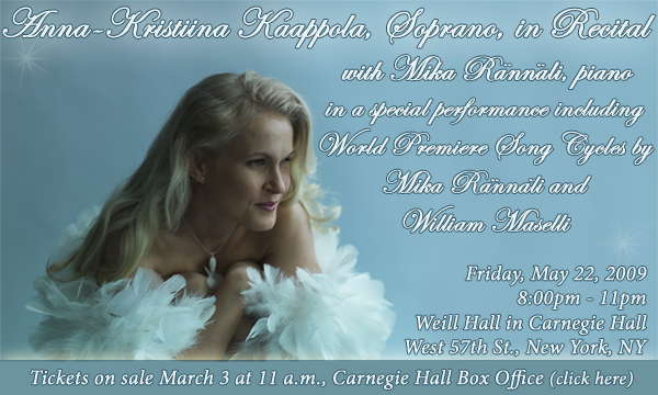 Anna-Kristiina Kaappola at Carnegie Hall Ad